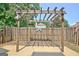 Close view of wooden pergola and fenced in patio at 115 Sunderland Cir, Fayetteville, GA 30215