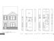 Detailed blueprint showcasing a townhome's front elevation and floor plan layout at 352 Sound Cir, Stockbridge, GA 30281