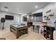Finished basement with a pool table, bar, and a theater area with recliners at 1492 Bourdon Bell Se Dr, Conyers, GA 30013