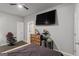 A lovely bedroom featuring luxury vinyl plank flooring and neutral gray walls at 1492 Bourdon Bell Se Dr, Conyers, GA 30013