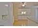 The updated kitchen features white cabinetry, granite countertops, and stainless appliances at 4135 Coursey Lake Rd, Douglasville, GA 30135