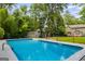 Refreshing in-ground pool with clear blue water, set in a private backyard oasis, perfect for summer enjoyment at 90 Thomas Overby Dr, Sharpsburg, GA 30277