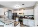 Kitchen featuring white cabinets, stainless steel appliances, and a breakfast bar at 1147 Dunivin Dr, Jonesboro, GA 30238