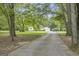 Long driveway leading to a charming home surrounded by mature trees in a private setting at 3100 Meadow Trl, Loganville, GA 30052
