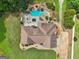 Private backyard with a unique pool, patio area and well-maintained landscaping at 1422 New Holland Cir, Mcdonough, GA 30252