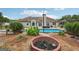 Spacious backyard with a sparkling pool, patio area, and a brick fire pit at 1422 New Holland Cir, Mcdonough, GA 30252