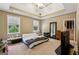 Spacious bedroom featuring a tray ceiling, ample natural light, and carpet at 1422 New Holland Cir, Mcdonough, GA 30252