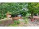 Charming backyard with decorative bridge and mature landscaping offering a serene retreat at 410 Golf View Dr, Peachtree City, GA 30269