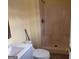 Bathroom with a single sink and shower with seat at 990 Hickory Bend Rd, Atlanta, GA 30349