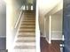 Inviting entryway with a staircase, hardwood floors, and neutral-colored walls at 755 Kilkenny Cir, Lithonia, GA 30058