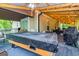 Back porch with string lights, outdoor furniture, pool table, and grill at 107 Trisha Ln, Grantville, GA 30220