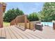 A lovely outdoor deck overlooks the sparkling inground swimming pool, perfect for relaxing and entertaining guests at 250 Stallsworth Rd, Mcdonough, GA 30252