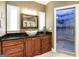 Bathroom with a vessel sink, granite countertop, and glass shower door at 543 Wynn Rd, Mcdonough, GA 30252