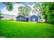 Lovely backyard with lush green grass and a blue home at 6391 Katherine St, Douglasville, GA 30134