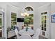 Bright breakfast nook features a round table, accent lighting, and natural views from the large windows and access to outdoor space at 107 Calloway Xing, Peachtree City, GA 30269