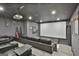 A home theater with tiered seating, large screen, and projector ready for movie nights at 110 Sunflower St, Tyrone, GA 30290