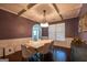 Dining room with modern table and chairs, coffered ceilings, hardwood floors and wainscotting at 145 Seawright Dr, Fayetteville, GA 30215