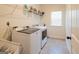 Practical laundry room with modern washer and dryer, storage shelves, and ample space at 145 Seawright Dr, Fayetteville, GA 30215