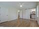 Bedroom showcasing the access to the en-suite bathroom via sliding barn door at 306 Tyrone Rd, Fayetteville, GA 30214