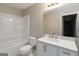 Bathroom features a shower-tub, and a single sink vanity at 770 Four Winds Ln, Jonesboro, GA 30238
