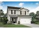 Charming two-story home featuring a two-car garage, covered porch and neutral color palette at 493 Prescott Way, Villa Rica, GA 30180