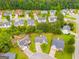 Overhead aerial view showcasing rooftops and landscape in a residential neighborhood at 102 Natalie Ct, Dallas, GA 30157