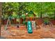 Community playground featuring swings, a slide, and climbing structure in a mulch-covered area at 5833 Wembley Dr, Douglasville, GA 30135