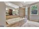 Elegant bathroom showcasing soaking tub, tiled shower, and dark wood cabinets with granite countertops at 50 Star Spangled Ln, Peachtree City, GA 30269
