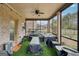 View of the covered patio, complete with ceiling fan and artificial turf at 3225 Alhambra Cir, Hampton, GA 30228