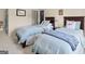 Bedroom with two beds with light blue bedding and neutral decor at 4595 Carriage Walk Ln, Cumming, GA 30040