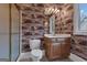Charming bathroom featuring patterned wallpaper and a shower at 821 Carnellian Ln, Peachtree City, GA 30269