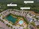 Aerial view of 1220 Roswell Manor Cir showing the neighborhood, pool, pond and walking trail at 1220 Roswell Manor Cir, Roswell, GA 30076