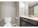 Bathroom features a toilet, vanity with sink and neutral color scheme at 1220 Roswell Manor Cir, Roswell, GA 30076
