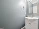 Powder room with white vanity and vessel sink at 1220 Roswell Manor Cir, Roswell, GA 30076