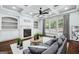 Cozy living room boasts coffered ceiling, a fireplace, and natural light at 1220 Roswell Manor Cir, Roswell, GA 30076