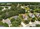 An aerial view of single Gathering homes featuring well-kept lawns and tree-lined streets at 2504 Plymouth Way, Conyers, GA 30013
