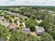 Neighborhood aerial showcases well-spaced homes among lush greenery and mature trees at 2504 Plymouth Way, Conyers, GA 30013
