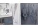 Elegant half bathroom featuring marble accents, a modern faucet, and pristine toilet at 3368 Alhambra Cir, Hampton, GA 30228