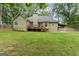 Spacious backyard with a well-maintained lawn and a charming deck perfect for outdoor enjoyment at 15 Stonewood Way, Sharpsburg, GA 30277