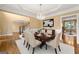 Formal dining room featuring a chandelier, elegant furniture, and wainscoting at 917 Saints Ct, Marietta, GA 30068