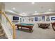 Finished basement with a pool table, a flat-screen television and decorated in a college sports theme at 770 Spalding Heights Dr, Atlanta, GA 30350