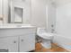 Bathroom with vanity, toilet, and shower and tub combination at 404 Northwind Pl, Stockbridge, GA 30281