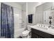 Bathroom with shower-tub combo and modern vanity at 4105 Vista Pointe Dr, Cumming, GA 30028