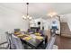 Formal dining room featuring hardwood floors, decorative lighting, and seating for eight, perfect for entertaining at 4105 Vista Pointe Dr, Cumming, GA 30028