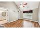 Bright main bedroom with new wood flooring, walk-in closet, and ensuite bathroom at 345 Sharon Dr, Fayetteville, GA 30214