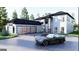 Contemporary home showcasing unique architectural details, a modern two car garage, and a circular driveway at 3181 Buck Branch Rd, Conyers, GA 30094