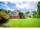 Backyard view of this home includes a covered deck and lots of lawn at 204 Pinehurst Way, Carrollton, GA 30116