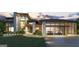 Modern house with a stone and wood exterior, large windows, manicured lawn, and attached garage at 3935 Jailette, Atlanta, GA 30331