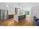 Spacious kitchen with stainless steel appliances, a large island, hardwood floors, and modern fixtures at 32 Walthall Ne St # A, Atlanta, GA 30307