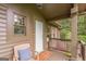Cozy front porch with a welcome mat and rocking chairs at 4023 Anvil Block Rd, Ellenwood, GA 30294